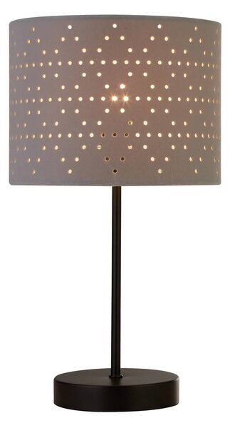 Searchlight Stolní lampa Taave, šedá/černá, textil, kov, 27 cm, E14, Hliník / šedá / zinek, Obývací pokoj / jídelna, Textil / tkanina / hedvábí, Moderní