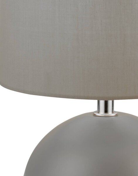 Searchlight Stolní lampa Quorin, šedá, textil/ocel, 25 cm, E14, Hliník / šedá / zinek, Obývací pokoj / jídelna, Textil / tkanina / hedvábí, Moderní