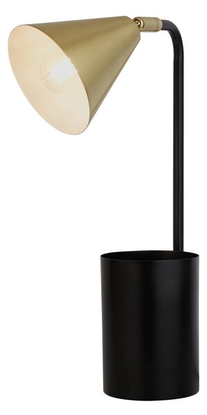 Searchlight Stolní lampa Rivan, černá/zlatá, kov, 41 cm, E14, Černá, Obývací pokoj / jídelna, kov, Moderní