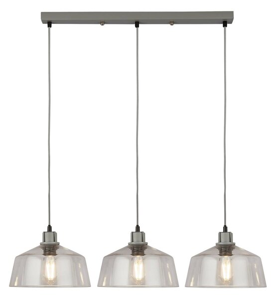 Searchlight Závěsné světlo Thaloria, transparentní, sklo, 3 žárovky, 80 cm, stmívatelný, Čirá / transparetní, Obývací pokoj / jídelna, Sklo, Moderní