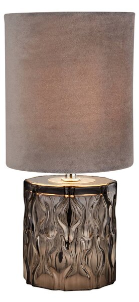 Searchlight Stolní lampa Nyssa, šedá, textil/kov, 28 cm, E27, Hliník / šedá / zinek, Obývací pokoj / jídelna, Textil / tkanina / hedvábí, Moderní