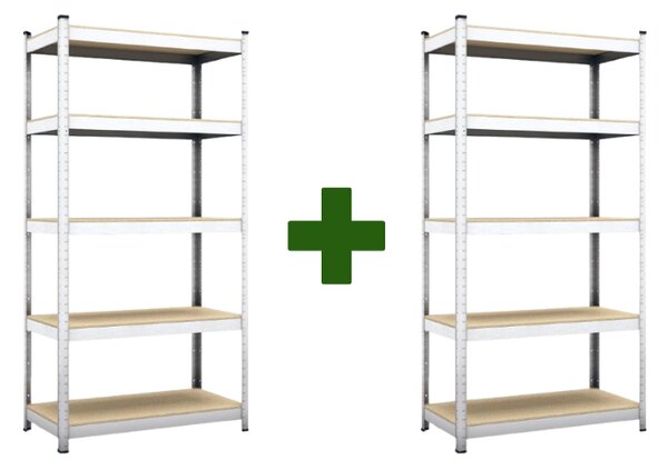 Akční balíček 1+1 Kovový regál ECONOMY 200x100x50 5 polic - pozinkovaný