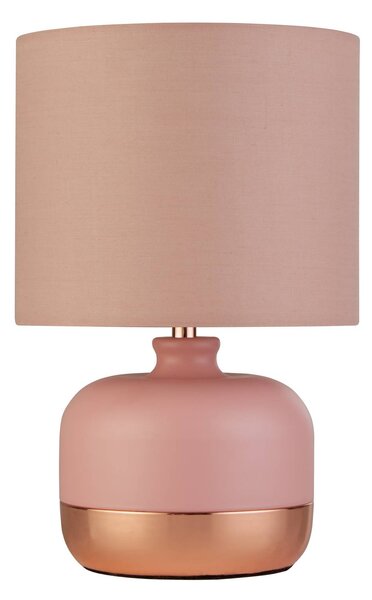 Searchlight Stolní lampa Tamsin, růžová, kov/textil, výška 27 cm, E14, Fialová / růžová / barva růže, Obývací pokoj / jídelna, Textil / tkanina / hedvábí, Moderní