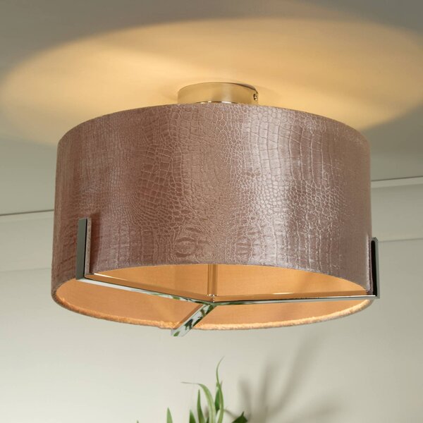 Searchlight Stropní světlo Kyran, červené, kov, samet, Ø 40 cm, E27, stmívatelný, Červená, Obývací pokoj / jídelna, Textil / tkanina / hedvábí, Moderní