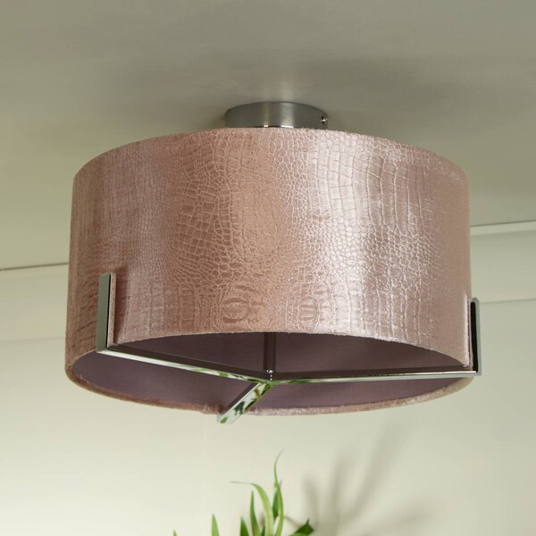 Searchlight Stropní světlo Kyran, červené, kov, samet, Ø 40 cm, E27, stmívatelný, Červená, Obývací pokoj / jídelna, Textil / tkanina / hedvábí, Moderní