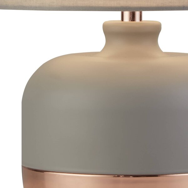 Searchlight Stolní lampa Tamsin, šedá, kov/textil, výška 27 cm, E14, Hliník / šedá / zinek, Obývací pokoj / jídelna, Textil / tkanina / hedvábí, Moderní