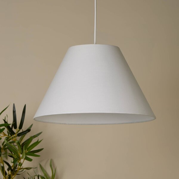 Searchlight Závěsné světlo Lyta, bílé, Ø 38 cm, textil, E27, kuželový tvar, stmívatelný, Bílá / opál, Obývací pokoj / jídelna, Textil / tkanina / hedvábí, Skandinávský