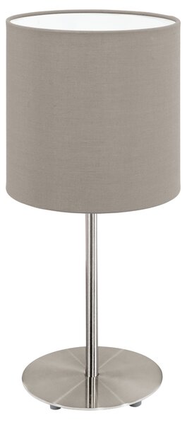 Eglo 31595 Pasteri grey + brown - Stolní lampa + Dárek LED žárovka, 1 x E27, výška 40cm (Stolní lampička s šedohnědým textilním stínidlem)