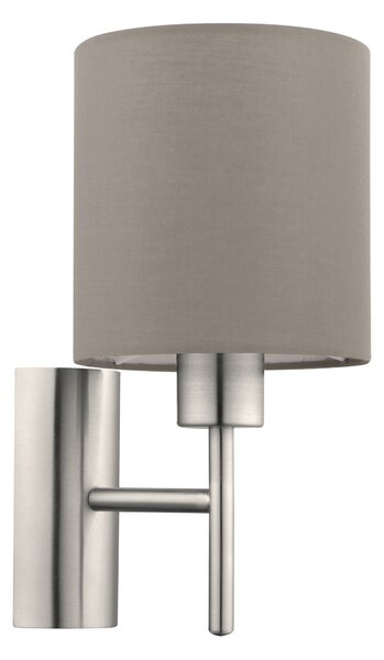 Eglo 94925 PASTERI grey + brown - Nástěnná textilní lampička s vypínačem + Dárek LED žárovka (Lampa na zeď v barvě šedo hnědé)