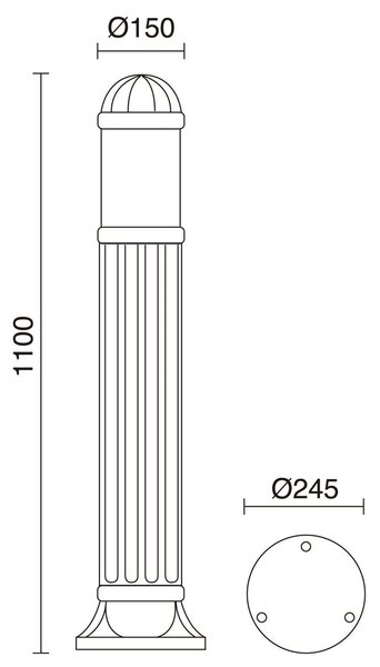 Dopo Sauro E27 sloupkové svítidlo černé 1100mm