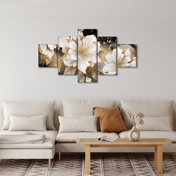 Obraz - Květiny ve zlatě (125x70 cm)