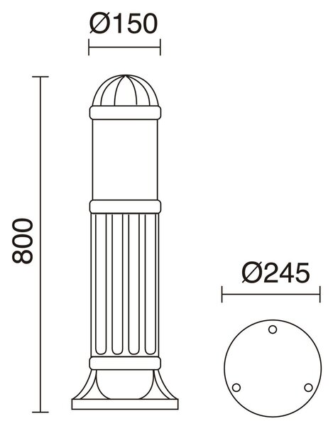 Dopo Sauro E27 sloupkové svítidlo černé 1100mm