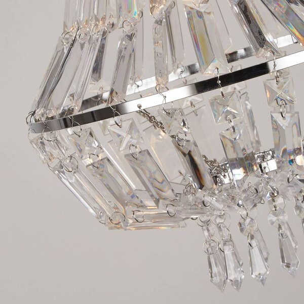 Searchlight Závěsné světlo Dietana, čiré/šedé, kov, Ø 30 cm, E27, stmívatelný, Chrom / stříbro, Obývací pokoj / jídelna, kov, Moderní