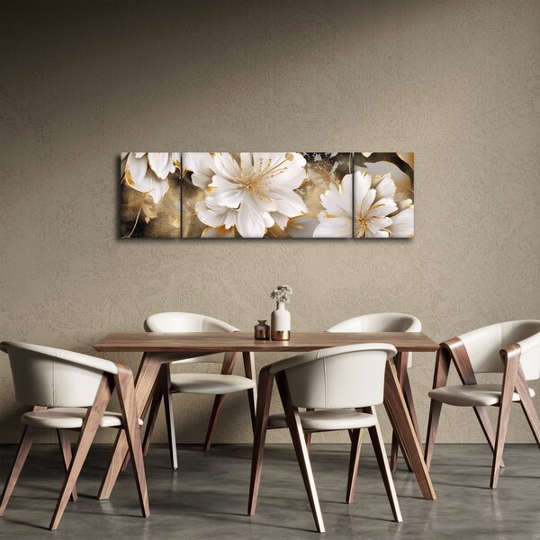 Obraz - Květiny ve zlatě (170x50 cm)