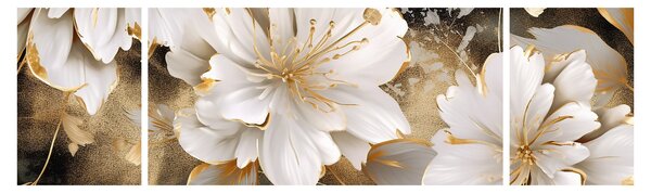 Obraz - Květiny ve zlatě (170x50 cm)