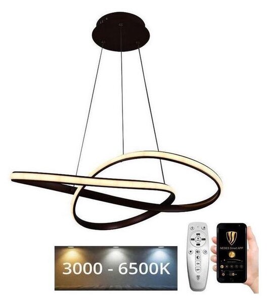 Brilagi-LED Stmívatelný lustr na lanku COSMOWAVE LED/70W/230V 3000-6500K hněd+DO