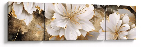 Obraz - Květiny ve zlatě (170x50 cm)