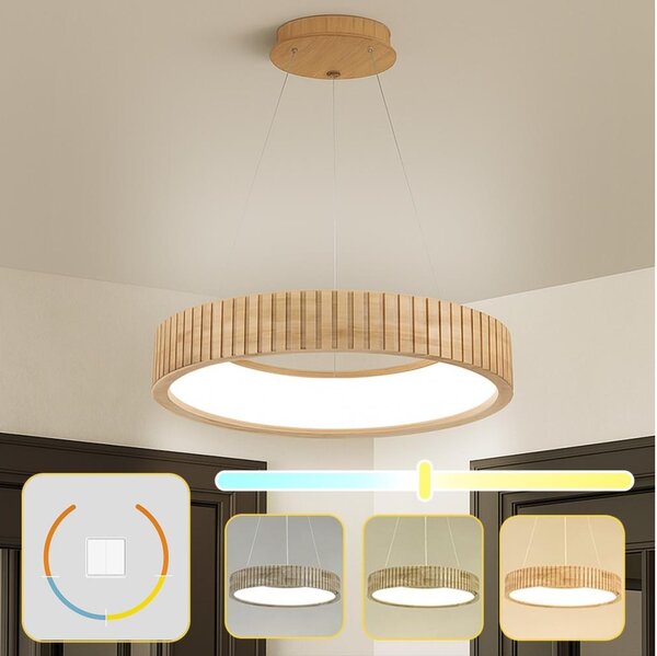 Brilagi - LED Lustr na lanku FALCON WOOD MODERN LED/30W/230V pr. 45 cm dřevo