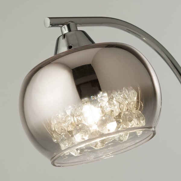 Searchlight Stolní lampa Ianis, šedá, kov/sklo, výška 36 cm, G9, Čirá / transparetní, Obývací pokoj / jídelna, Sklo, Moderní