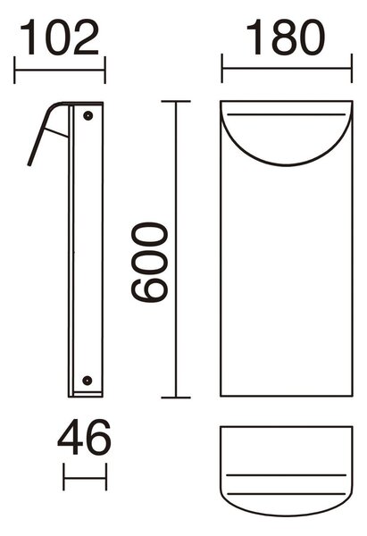 Cristher Dion LED sloupkové svítidlo Nero 250mm