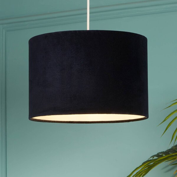 Searchlight Závěsné světlo Mersana, Ø 30 cm, tmavě modré, samet, E27, stmívatelný, Modrá, Obývací pokoj / jídelna, Textil / tkanina / hedvábí, Skandinávský