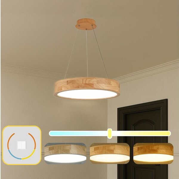 Brilagi -LED Lustr na lanku FALCON WOOD LED/30W/230V 3000/4000/6000K 45 cm dřevo