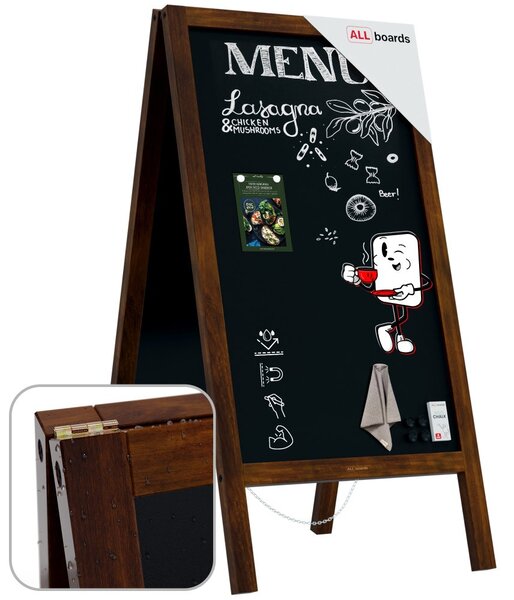 Magnetický kriedový reklamný stojan vodoodolný 110x 56 cm KLASICKÁ HNEDÁ