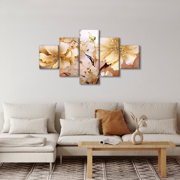 Obraz - Zlaté květiny (125x70 cm)