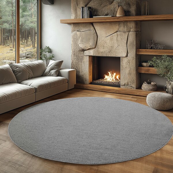 Ayyildiz, Kusový koberec Helix 2200 silver kruh, 120x120, šedá, chodba / předsíň