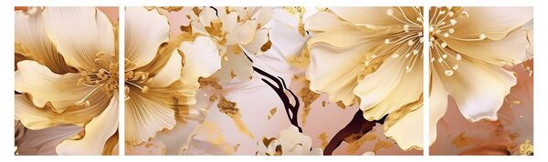 Obraz - Zlaté květiny (170x50 cm)