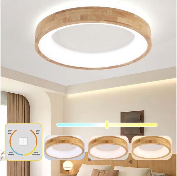 Brilagi-LED Strop. svítidlo FALCON WOOD LED/40W/230V 3000/4000/6000K 60 cm dřevo