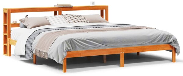 Rám postele s čelem voskově hnědý 200x200 cm masivní borovice 3305744