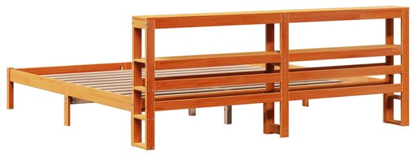 Rám postele s čelem voskově hnědý 200x200 cm masivní borovice 3305744