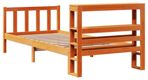 Rám postele s čelem voskově hnědý 100 x 200 cm masivní borovice 3305777