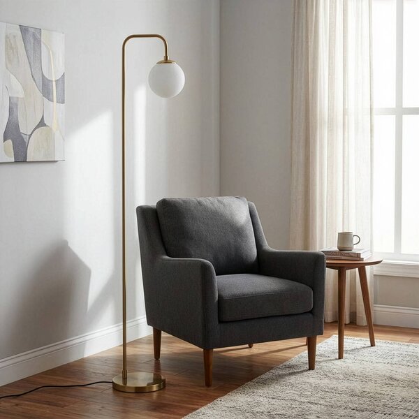 Opviq Stojací lampa Viran, antická zlatá, sklo, výška 146 cm, E14, Mosaz / zlato, Obývací pokoj / jídelna, kov