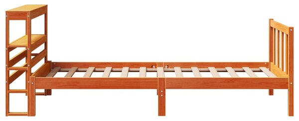 Rám postele s čelem voskově hnědý 100 x 200 cm masivní borovice 3305777