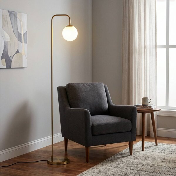 Opviq Stojací lampa Viran, antická zlatá, sklo, výška 146 cm, E14, Mosaz / zlato, Obývací pokoj / jídelna, kov