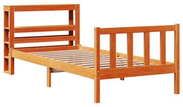 Rám postele s čelem voskově hnědý 100 x 200 cm masivní borovice 3305777