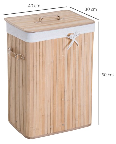 HOMCOM Slim Prádelní Koš s Víkem 72L Skladný Koš s Rukojetí, Odlitelný Prádelní Sáček, Prádelní Box pro Prádelnu, Ložnici, Koupelnu | Aosom