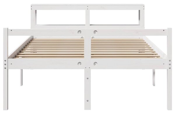 Postel s čelem pro seniory bílá 120 x 200 cm masivní borovice 3305864