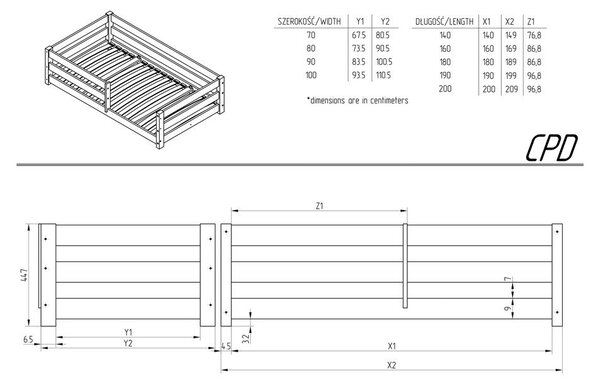 Dětská postel z borovicového dřeva s úložným prostorem v přírodní barvě 90x180 cm Mila CPD – Adeko