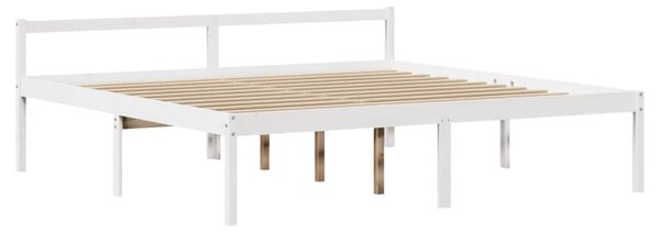 Postel s čelem pro seniory bílá 200 x 200 cm masivní borovice 3305874