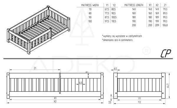 Dětská postel s výsuvným lůžkem s úložným prostorem s roštem v přírodní barvě 90x200 cm CP – Adeko