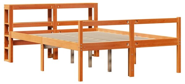 Rám postele s čelem voskově hnědý 135 x 190 cm masivní borovice 3305878
