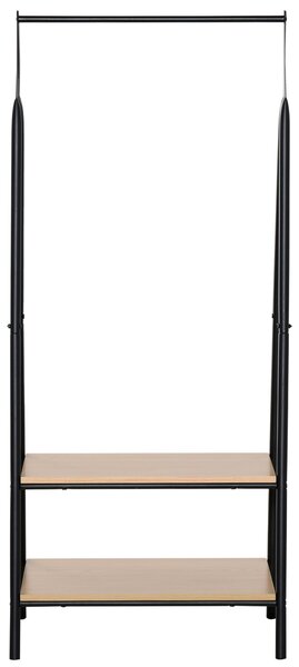 HOMCOM Stojan na oblečení s policí na boty, kovový + dřevěný, černý + přírodní, 64 x 42,5 x 149 cm | Aosom