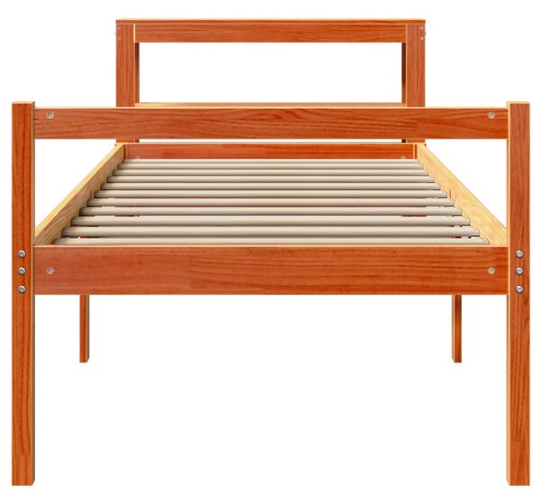 Rám postele s čelem voskově hnědý 75 x 190 cm masivní borovice 3305875