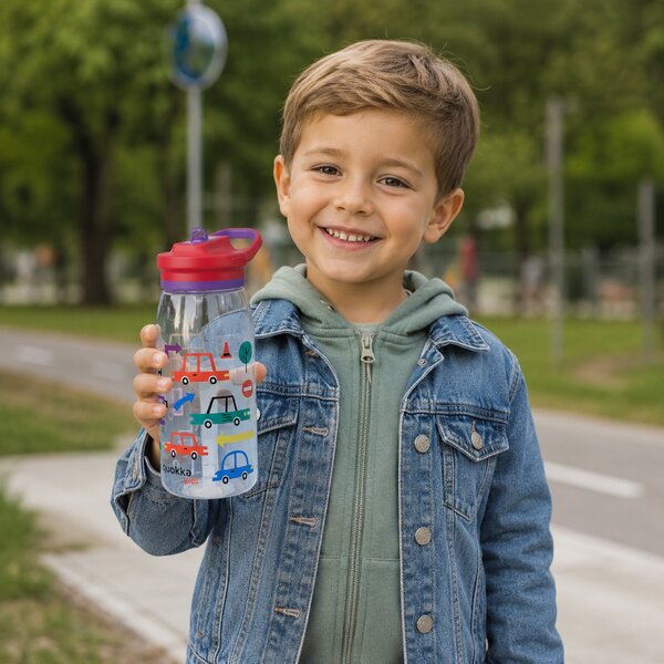 Dětská tritanová láhev Glow, 580ml, Quokka, auta