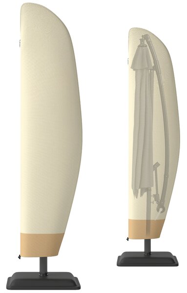 Obal na slunečník Outsunny pro Ø 400 cm - Voděodolný obal s UV ochranou, s taškou a zipem, Oxford látka, 220 × 56 cm, Bežová | Aosom