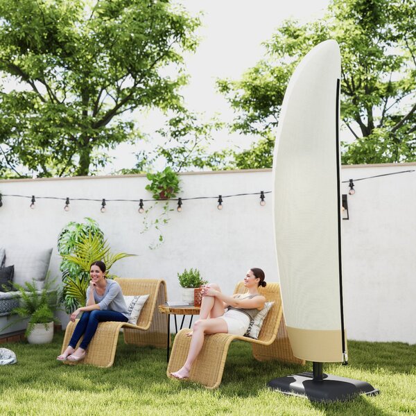 Obal na slunečník Outsunny pro Ø 400 cm - Voděodolný obal s UV ochranou, s taškou a zipem, Oxford látka, 220 × 56 cm, Bežová | Aosom
