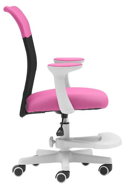 Dětská židle Neoseat MONKEY WHITE s podnoží — látka, bílá / tmavě růžová